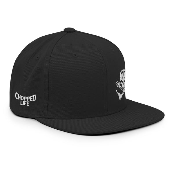 Skull and Limbs - Snapback Flat Brim Hat, Black