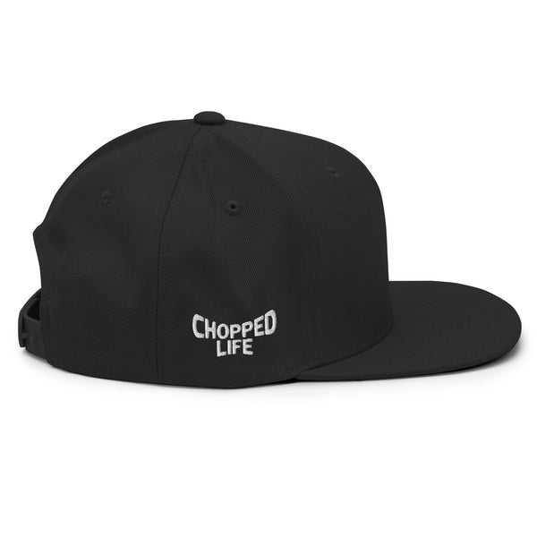 Skull and Limbs - Snapback Flat Brim Hat, Black