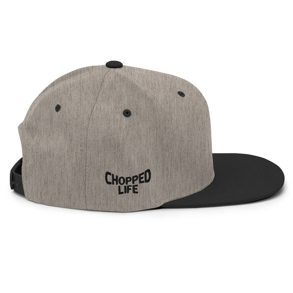 Skull and Limbs - Snapback Flat Brim Hat, Heather Grey w/Black Brim