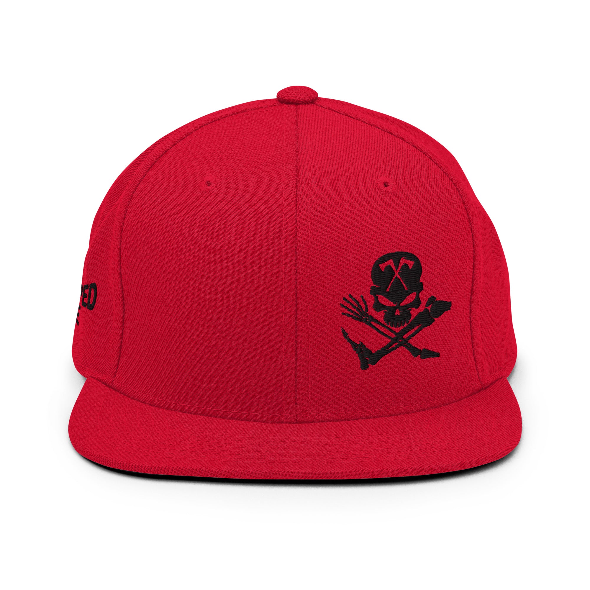 Skull and Limbs - Snapback Flat Brim Hat, Red