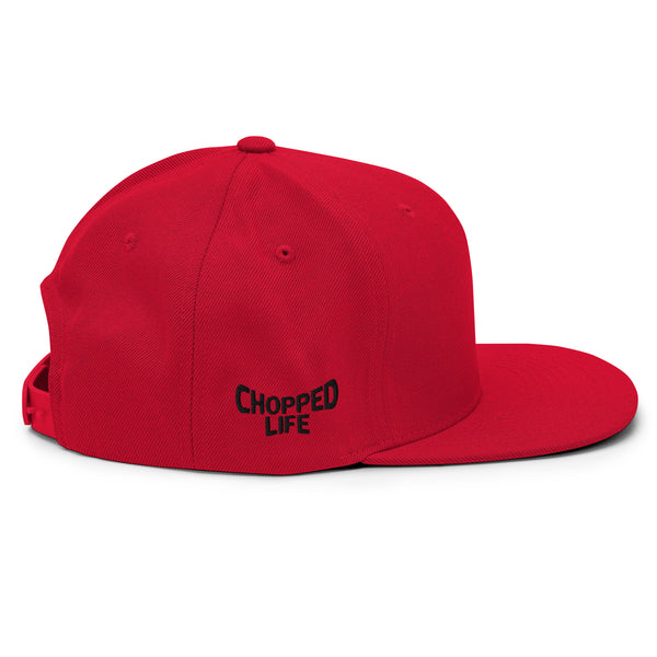 Skull and Limbs - Snapback Flat Brim Hat, Red