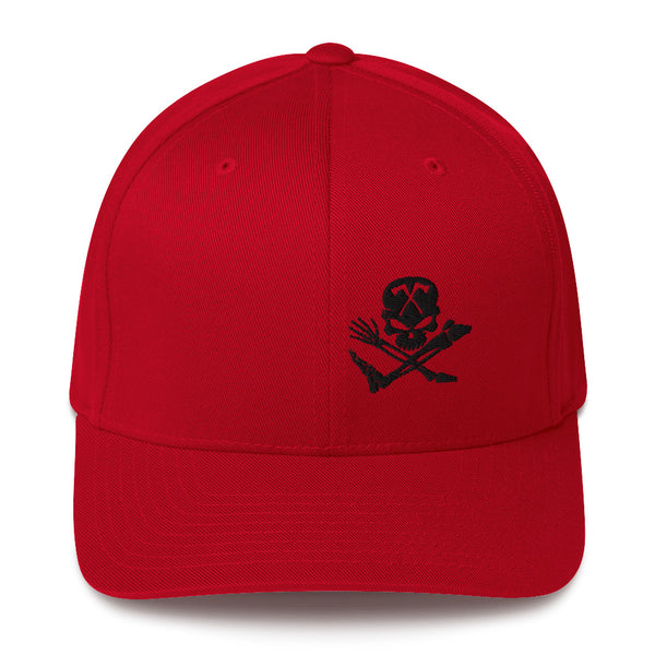 Skull and Limbs - FlexFit Structured Twill Cap, Red