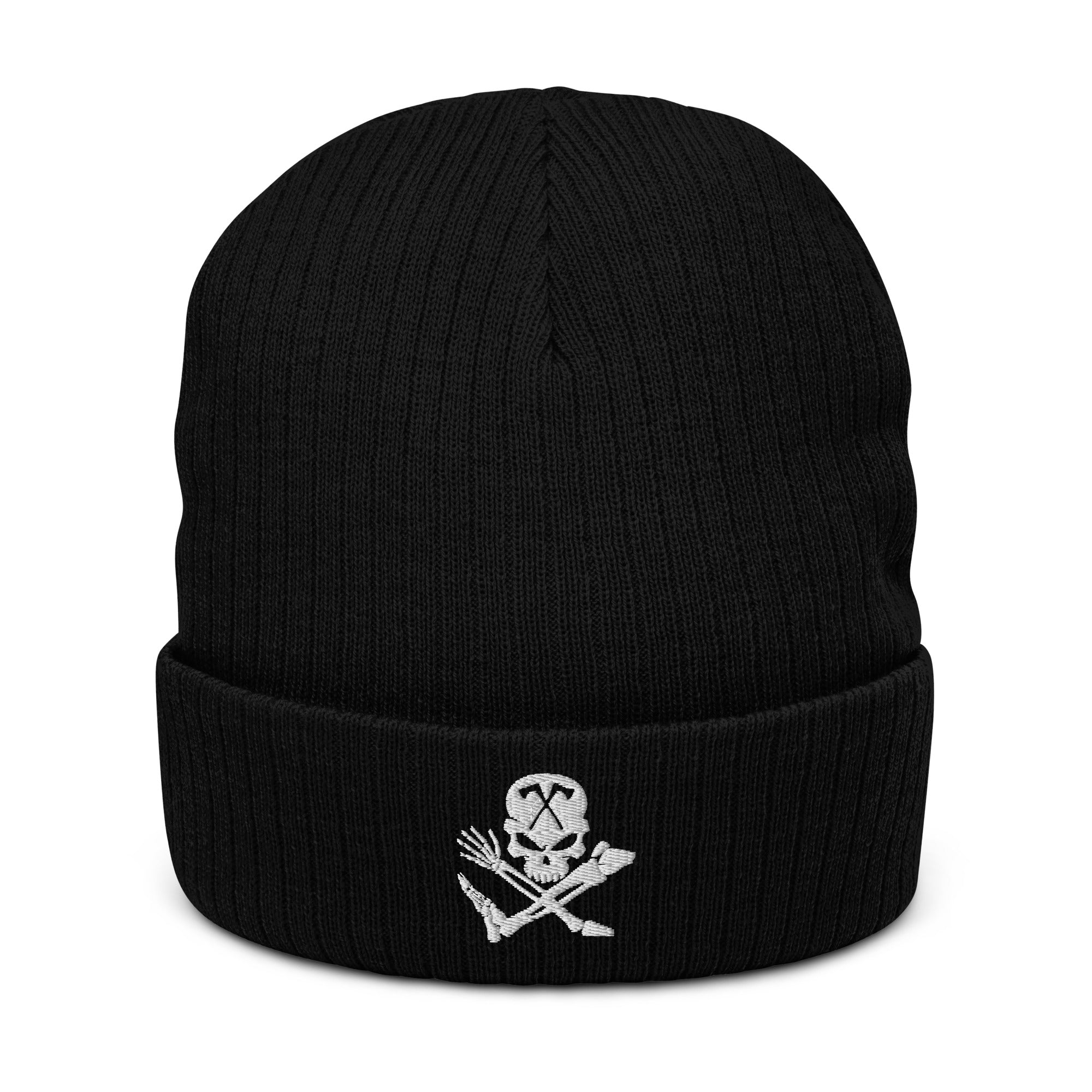 Skull and Limbs - Ribbed Knit Beanie, Black