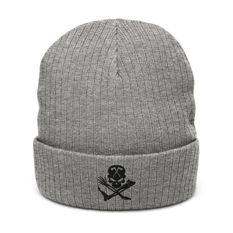 Skull and Limbs - Ribbed Knit Beanie, Grey