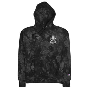 Chopped Life - Unisex Champion tie-dye hoodie, Embroidered Logo