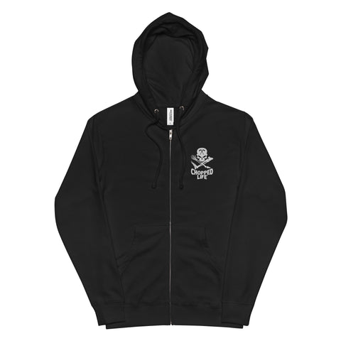 Chopped Life - Unisex fleece zip up hoodie, Embroidered Logo